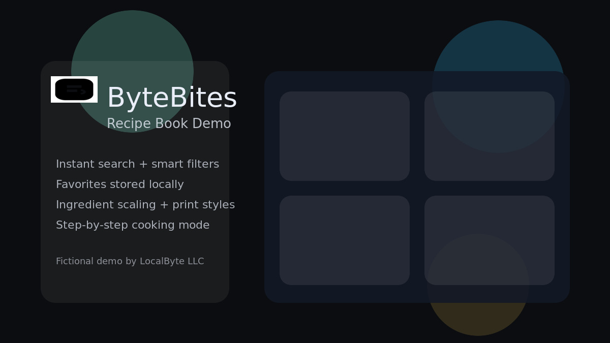 ByteBites recipe book demo preview