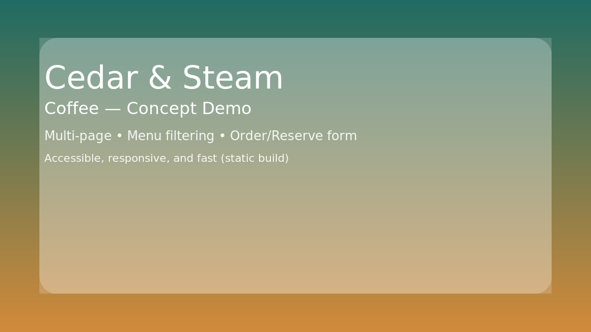 Cedar & Steam Coffee demo preview