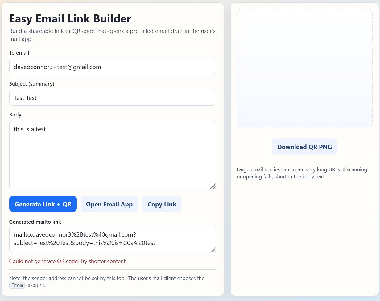 Easy Email Link Builder demo preview