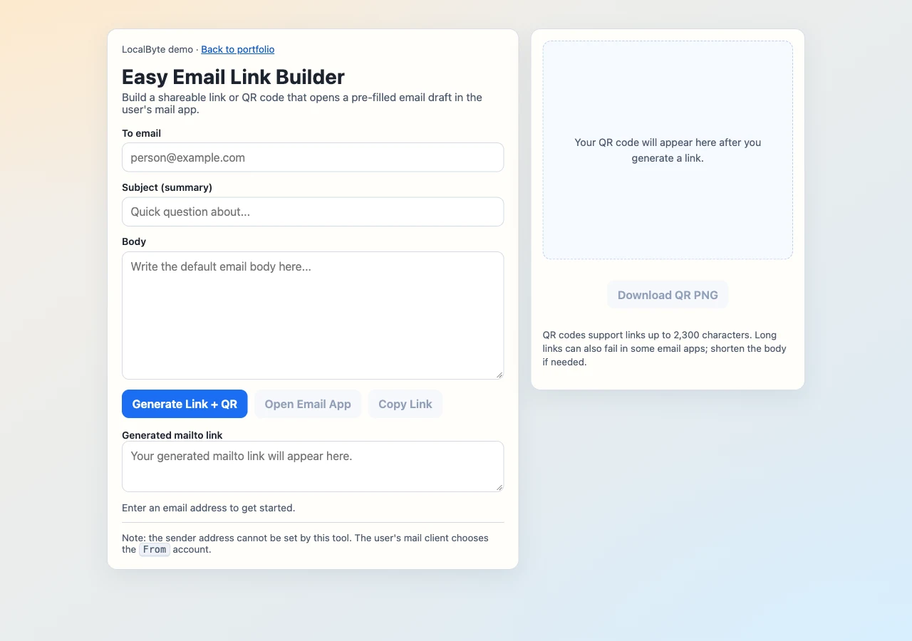 Easy Email website preview