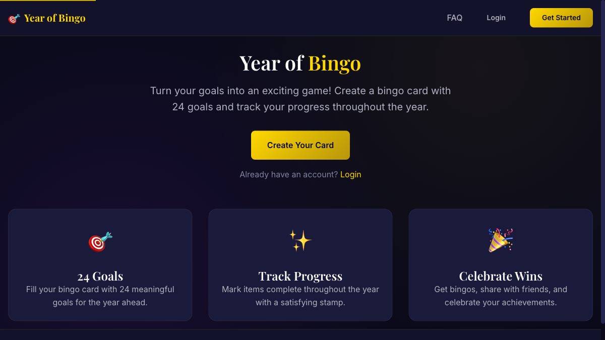 Year of Bingo homepage preview
